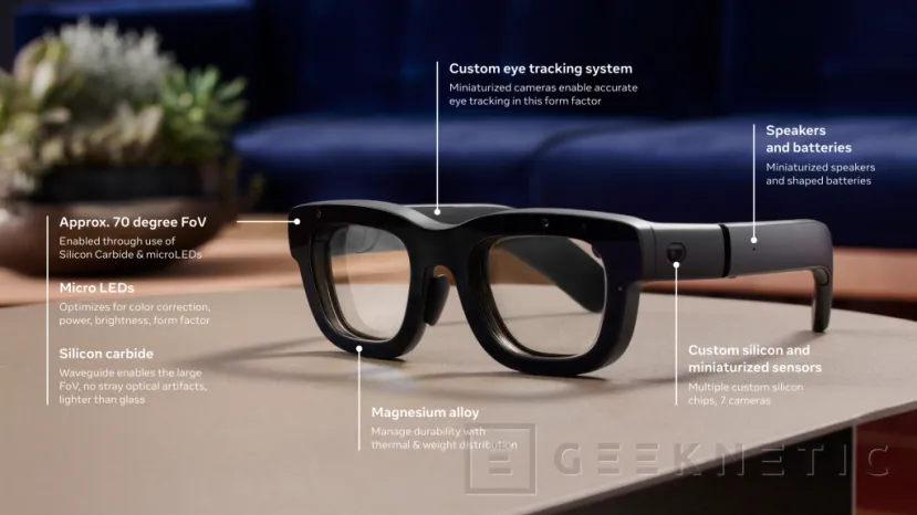 Geeknetic Meta has presented its prototype of Orion AR glasses, with silicon carbide lenses and micro LED projectors in the frame 1