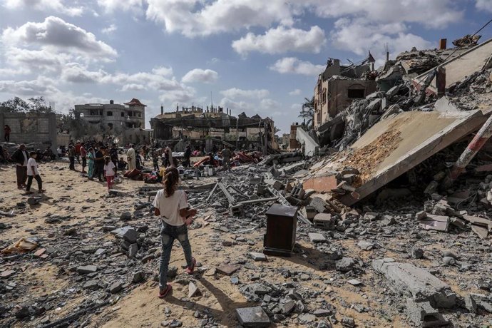 File - File image of the Gaza Strip following an Israeli attack.