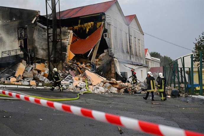 A building destroyed by a Russian attack in Sumi, Ukraine (file).