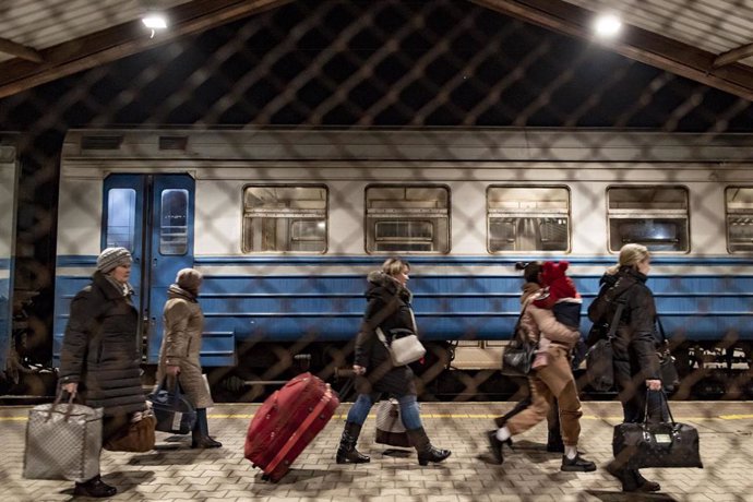 File - Refugees from Ukraine arrive at Przemysl train station in Poland (file)