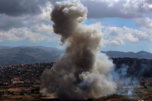 An Israeli bombardment near Marjayoun, Lebanon