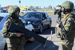 Russian military display of captured Ukrainian weapons in Rostov-on-Don.