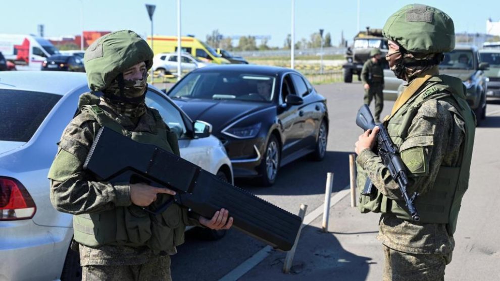 Russian military display of captured Ukrainian weapons in Rostov-on-Don.