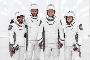 The original crew of NASA's SpaceX Crew-9 mission, including (from left) Stephanie Wilson, Nick Hague, Aleksandr Gorbunov of Roscosmos and Zena Cardman, pose for a group photo in their flight suits at the SpaceX's new Dragon overhaul facility at the Kennedy Space Center in Florida. Cardman and Wilson lost their places in the mission to make room for Suni Williams and Butch Wilmore. Credit: SpaceX/NASA.