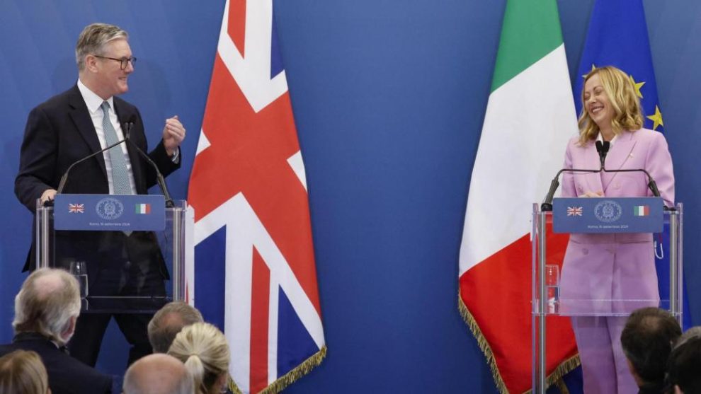 The Prime Minister of the United Kingdom, Keir Starmer, with his counterpart in Italy, Giorgia Meloni.