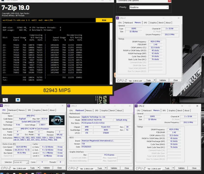 Geeknetic manages to reach 6.7 GHz on a 4-core AMD EPYC 4124P with an AM5 B650 motherboard for Ryzen 1 processors