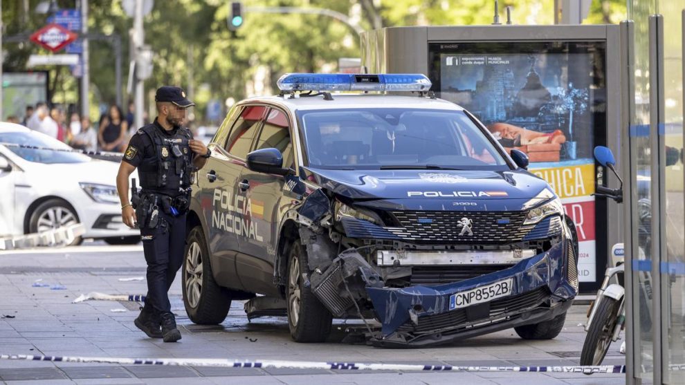 Three women and a baby injured after being run over by a police car in Madrid