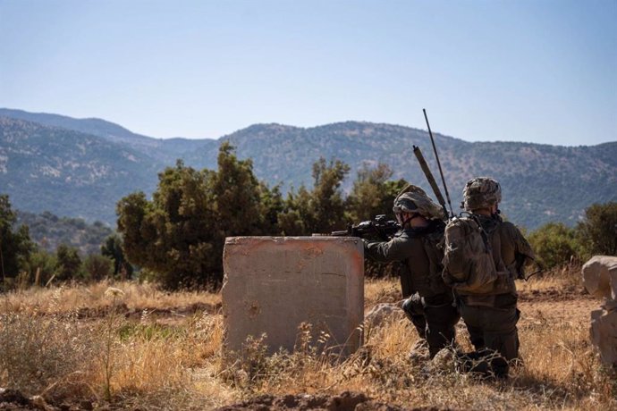 File - Israeli Army soldiers during exercises near the border with Lebanon (file)