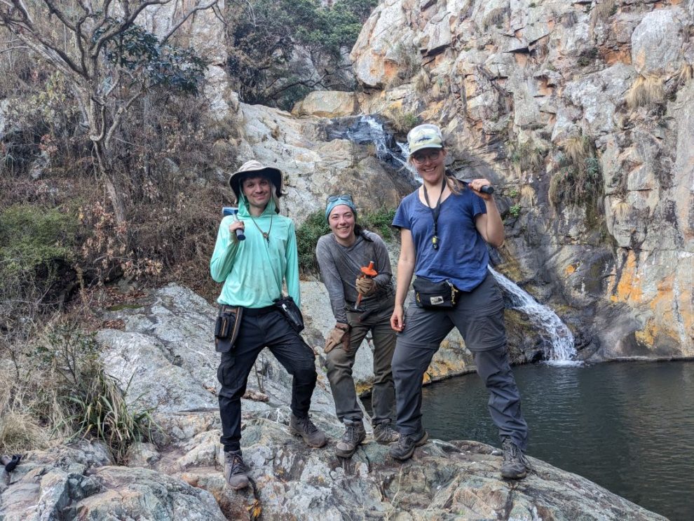 Nadja Drabon, right, with students David Madrigal Trejo and Öykü Mete during fieldwork in South Africa. Credit: Nadja Drabon/Harvard University