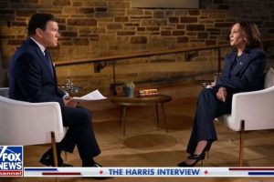 Vice President Kamala Harris participates in an interview on Fox News.