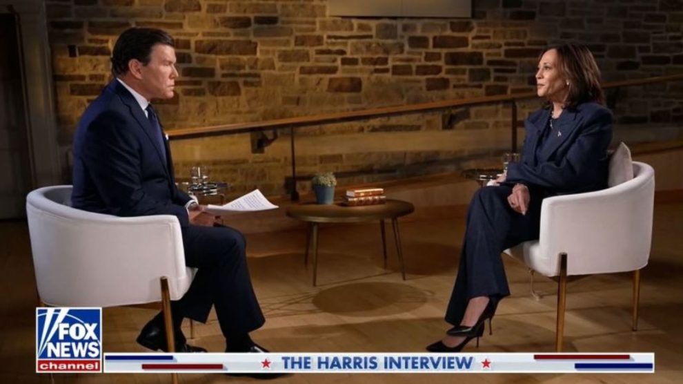 Vice President Kamala Harris participates in an interview on Fox News.