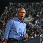 Obama during a campaign event in Clarkston, Georgia, on October 24, 2024.