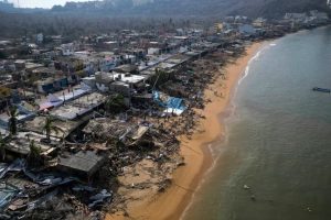 An aerial view of the damage caused by Hurricane Otis in Puerto Marqués, Guerrero state, Mexico, on October 28, 2023.