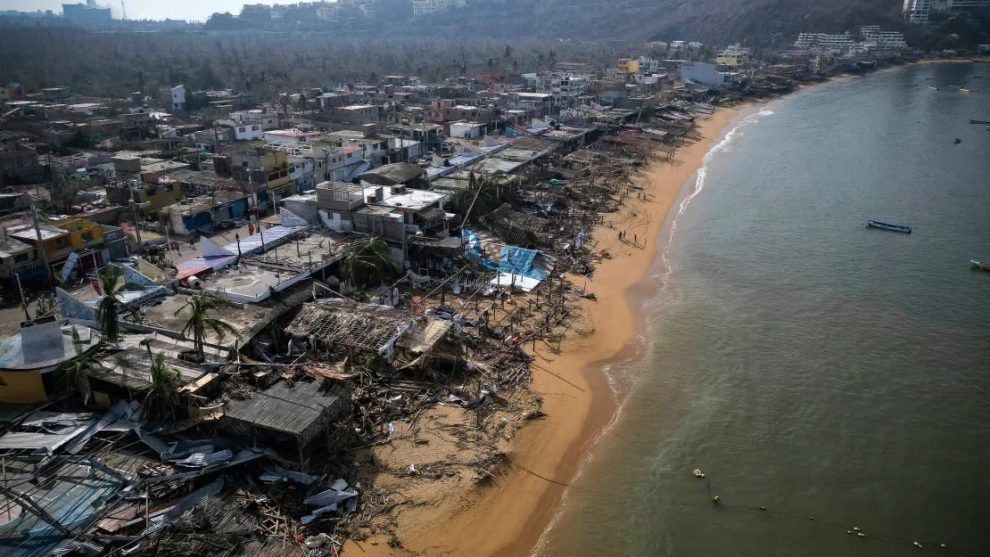 An aerial view of the damage caused by Hurricane Otis in Puerto Marqués, Guerrero state, Mexico, on October 28, 2023.