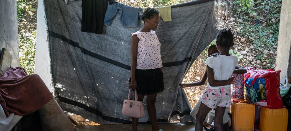 This family displaced by violence lives in an unfinished school in Port-au-Prince, Haiti.