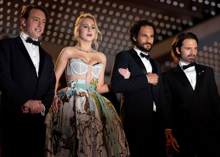 Sherman, "Apprentice" Actress Maria Bakalova, Abbasi and Stan at the Cannes premiere in May.