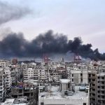 File - File image of a column of smoke following an Israeli attack on the coastal city of Latakia, western Syria