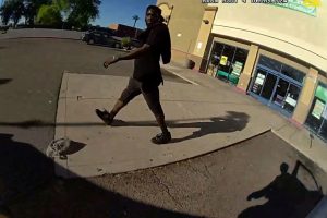 Body camera footage shows Tyron McAlpin being approached by a police officer. Credit: Phoenix Police Department via KNXV.