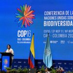 Colombia's Environment Minister Susana Muhamad delivers a speech during the opening ceremony of the COP16 summit in Cali, Colombia, on October 20, 2024. Credit: JOAQUIN SARMIENTO/AFP via Getty Images.