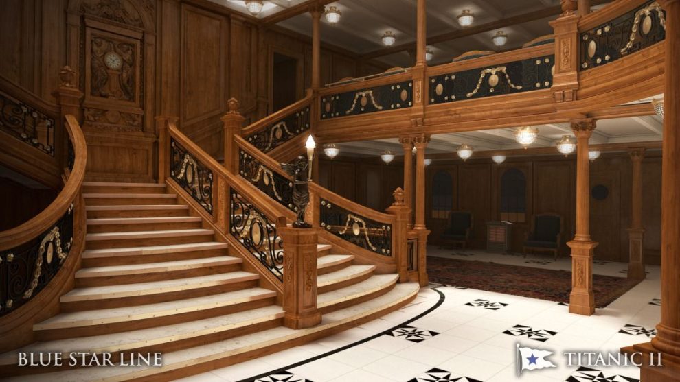 The replica of the cruise ship will have a large staircase, according to the plans seen in an animation. (Courtesy: Blue Star line).