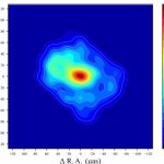 Radio image of Sagittarius A star in the center of the Milky Way, obtained from a new analysis carried out by new research. The structure extends from east to west.