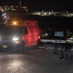 Ambulances and police cars following a Hezbollah drone attack on a military base in Binyamina, Israel