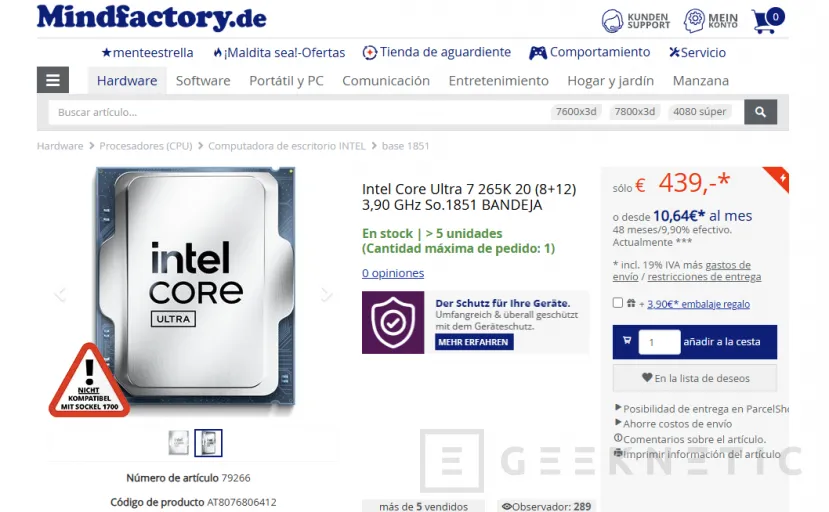 Geeknetic Intel fails to sell even a Core Ultra 200K in one of the most important hardware stores in Germany 1