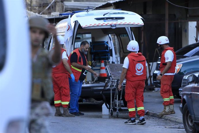 Archive - Lebanese paramedics in Sidon, southern Lebanon