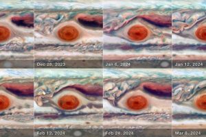 Hubble images allowed scientists to measure the size, shape, brightness and color of the Great Red Spot during a complete oscillation cycle.