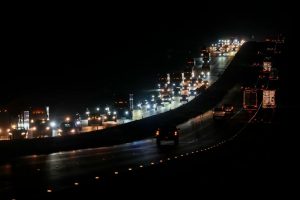 Heavy traffic flows north on Interstate 75 as people evacuate the Tampa Bay area Monday night ahead of the landfall of Hurricane Milton Julio Cortez/AP