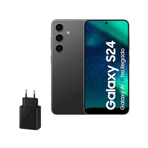 Samsung Galaxy S24 and 45W Charger, Mobile Phone with AI, Android Smartphone, 8 GB RAM, 256 GB Storage, 50MP Camera, Long Battery Life, Onyx Black (Spanish Version)