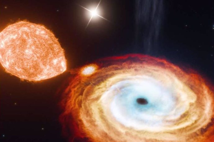 Artist's rendering of the binary X-ray black hole system V404 Cygni.