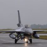 September 26, 2024, Waddington, Lincolnshire, United Kingdom: General Dynamics F-16 Fighting Falcon of the Polish Air Force taxis during the Exercise of Cobra Warrior 24-2 Royal Air Force Waddington at Royal Air Force Station Waddington, Waddington, Unite