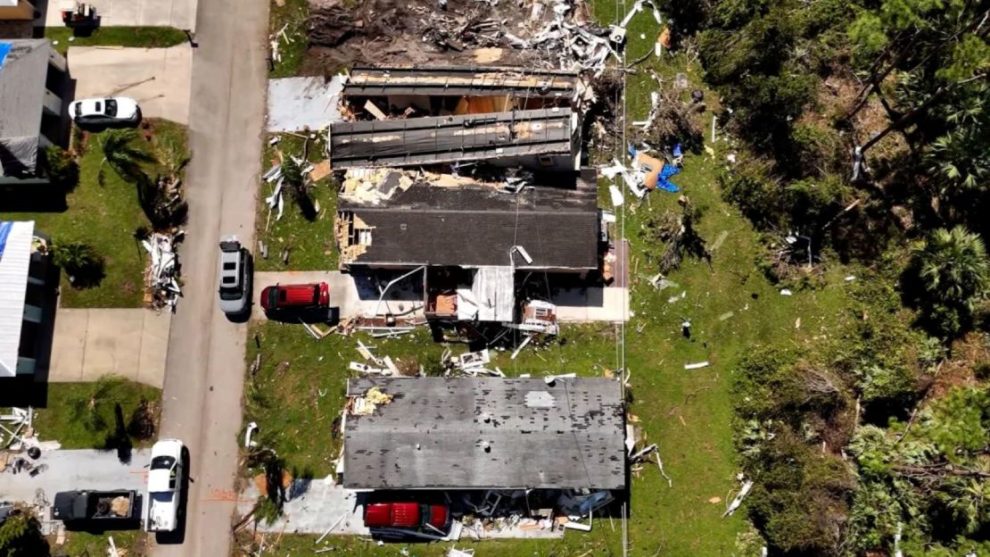 The path of destruction of a tornado in the area near Brandi Clarke's home.