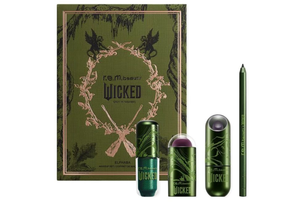 A green and gold makeup set called Elphaba.