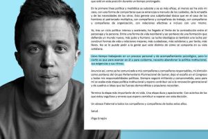 The letter with which Íñigo Errejón leaves politics: "I have been working on a psychological support process for some time."