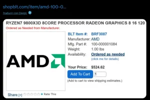 Geeknetic The AMD Ryzen 7 9800X3D has been seen in online sellers with a price slightly higher than expected 1