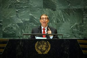 The Minister of Foreign Affairs of Cuba, Bruno Rodríguez Parrilla, in his participation prior to the General Assembly vote against the United States embargo on his country.