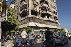 Building destroyed in Beirut by Israeli attack