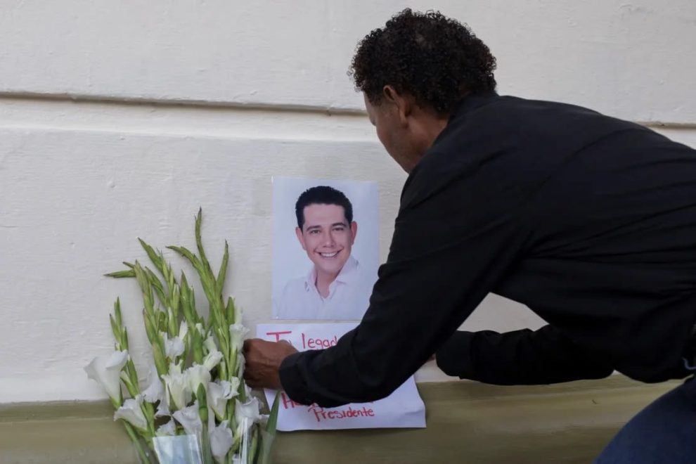 A mourner pays tribute to Alejandro Arcos in Chilpancingo, Mexico, on October 7.