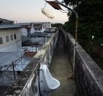 A urinal located along an observation walkway for security guards at the Tacumbu prison in Asunción, Paraguay, Sunday, July 8, 2024. AP Photo