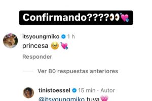 The back and forth between Tini Stoessel and Young Miko that excited the fans. (Photo: Instagram capture/pilartelechea_)