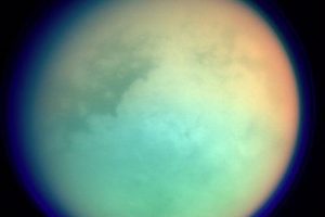 File - Image of Titan obtained in infrared by the Cassini/Huygens mission