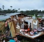 A completely destroyed home in Lakewood Park, Florida, after a tornado passed through the area caused by Hurricane Milton, on October 10, 2024.