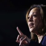 Vice President Kamala Harris speaks at a rally at the Resch Expo on October 17, 2024 in Green Bay, Wisconsin.