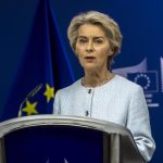 The president of the European Commission, Ursula Von der Leyen, during a press conference in Brussels (file)