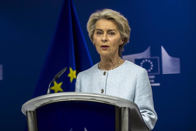 The president of the European Commission, Ursula Von der Leyen, during a press conference in Brussels (file)