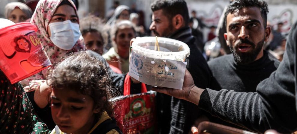 Distribution of hot meals in Gaza.