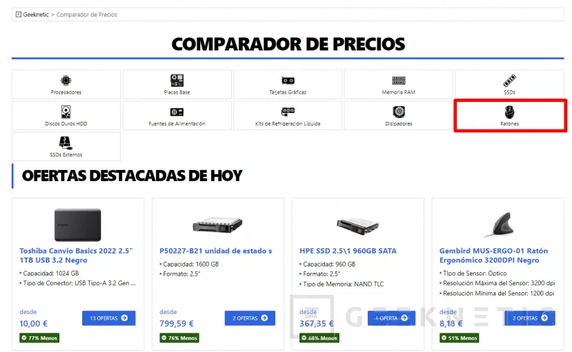 Geeknetic We add the new category of Mice to the Geeknetic Price Comparison 1