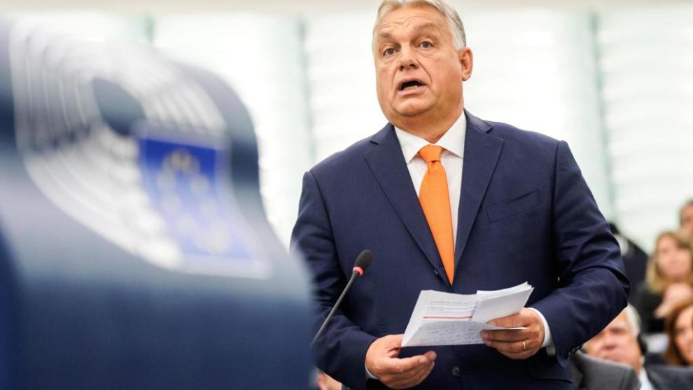 Viktor Orbán, during his counter-reply this Wednesday in the plenary session of the European Parliament in Strasbourg